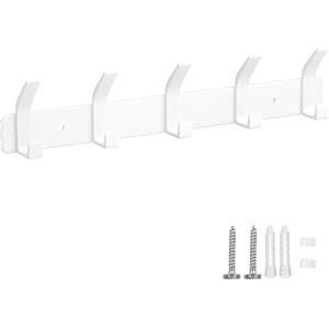 Eucomir Appendiabiti da Parete, Appendiabiti da Muro con 5 ganci, Attaccapanni da Muro Moderno per Cucina, Camera da Letto, Ufficio, Bianco Perla