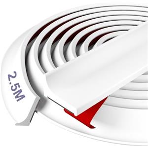 Hzetuu Barriera Doccia Ferma Acqua Silicone - Hzetuu 2.5M Guarnizione Doccia Sottoporta, Autoadesivo, Flessibile, Facile da Installare, Ideale per Bordo Piatto Doccia e Bordino Top Cucina, Bianco