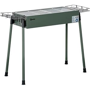 Outsunny Barbecue a Carbonella con 2 Griglie in Acciaio, BBQ Portatile a Carbone con Cestini Laterali e Gambe Rimovibili, 94x39x70cm, Verde Scuro