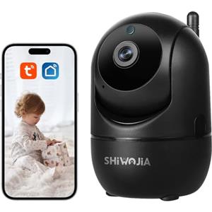 SHIWOJIA Telecamera Wi-Fi Interno Videocamera di Sorveglianza con Visione Notturna, Audio Bidirezionale,Rilevamento del Movimento, TUYA Smart Life Camera