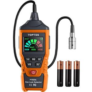 TOPTES Rilevatore di Gas, TopTes PT520A Rilevatore di Gas Naturale con Sonda da 43.5 cm per rilevando perdite di gas combustibile come il Propano (3 batterie AAA incluse, Manuale Utente Italiano) - Arancione