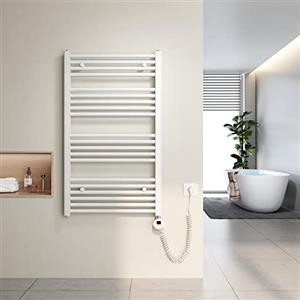 Heilmetz Scaldasalviette elettrico bianco 100x60 cm,Radiatore elettrico con termostato digitale e funzione Timer per asciugamani,Asciugatore elettrico per asciugamani,500 W