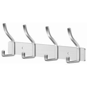MEIJO Appendiabiti da Parete, Attaccapanni da Muro Attaccapanni da Parete Appendi Accappatoio Bagno Ingresso Cameretta Cucina (Argento, 4 Ganci)