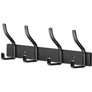 MEIJO Appendiabiti da Parete, Attaccapanni da Muro Attaccapanni da Parete Appendi Accappatoio Bagno Ingresso Cameretta Cucina (Nero, 4 Ganci)