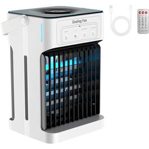 Vairtinary Mini Condizionatore Portatile, Climatizzatore con Doppio Motore, Raffrescatore d'Aria 1100 ml, 3 Velocità, Nebbia Fredda, Timer 2-8H, Luci LED, per Casa, Ufficio (10W)