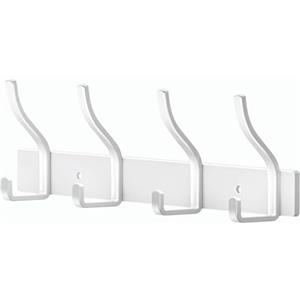 MEIJO Appendiabiti da Parete, Attaccapanni da Muro Attaccapanni da Parete Appendi Accappatoio Bagno Ingresso Cameretta Cucina (Bianco, 4 Ganci)