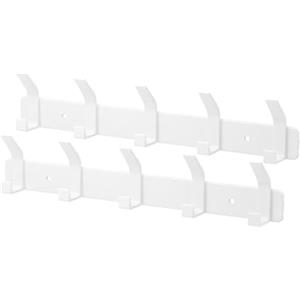Eucomir Appendiabiti da Parete, 2 Pezzi Appendiabiti da Muro con 5 ganci, Attaccapanni da Muro Moderno, Camera da Letto, Ufficio, Bianco Perla