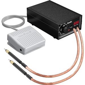 Seesii 8000W Saldatore a Punti, SEE-08 Saldatore a Punti a Batteria Portatile 10-90 Marce 0,1-0,3mm con Doppia Uscita a Impulsi Pedale Regolabile per Realizzazione di Pacchi Batteria