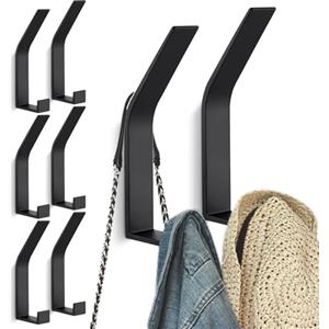 Kssvzz 8 Pezzi Appendiabiti da Parete Moderno, Attaccapanni da Muro Design, Ganci Appendiabiti, Appendi Abiti per Muro (Nero)