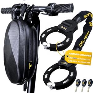 AMZLOCK Lucchetto Monopattino Elettrico, Antifurto Bici Elettrica, Serratura Antifurto con Catena Spessa 8mm, Serratura per Manette con Borsa