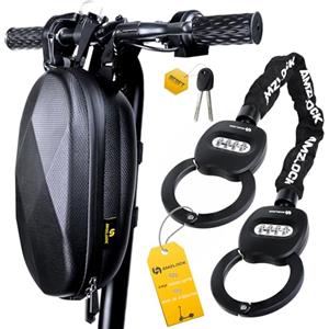 AMZLOCK Lucchetto Combinazione, Serrature di Sicurezza per Scooter Elettrici, Antifurto Monopattino Elettrico con Borsa Impermeabile, Lucchetti a Catena con Funzione di Cambio e Recupero del Codice