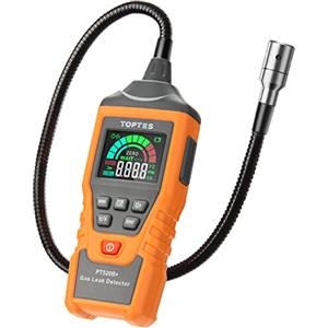 TOPTES Rilevatore di Perdite di Gas, TopTes PT520B+ Rilevatore di Gas Naturale Ricaricabile con sonda da 43,5 cm per Individuare Perdite di Propano, Gas Naturale, Misurazione in PPM o%LEL - Arancione