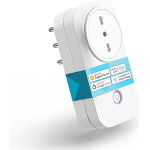 Meross Presa Smart Italiana, Presa WiFi (Type L), Smart Plug Compatibile con Apple HomeKit Siri, Alexa, Google Assistant e SmartThings, 16A, 3840W, 2,4GHz