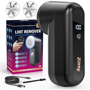 Ziitty Levapelucchi Elettrico, Viene Fornito con 3 Lame da 6 in Omaggio, Display LCD, Cavo di Ricarica Type-C, Piccola Spazzola, Adatto a Tutti i Tessuti, Grande Regalo di Famiglia per le Donne (Nero)