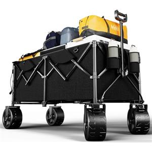 TRIUMPHKEY 332L carrello spiaggia 200kg carrello con ruote portatutto carrello pieghevole per Rimorchio Giardino Campeggio Shopping all'aperto Ogni Tipo di Terreno,Nero