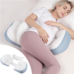 Chilling Home Cuscino Gravidanza per Dormire, per chi Dorme sul Fianco, Cuscino Regolabile e Portatile, per Donne e chi Dorme sul Fianco con Fodera Traspirante (Blu)