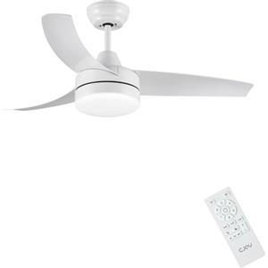 CJOY Ventilatore da Soffitto con Luce Bianco, 107cm Ventilatore da Soffitto con Luce e Telecomando, 6 Velocità, Silenzioso Reversibili, 3 CCT Dimmerabile Sleep, Timer, Funzione di Memoria, 3 Pale