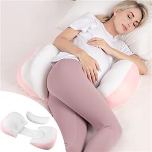 Chilling Home Cuscino Gravidanza per Dormire, per chi Dorme sul Fianco, Cuscino Regolabile e Portatile, per Donne e chi Dorme sul Fianco con Fodera Traspirante (Rosa)