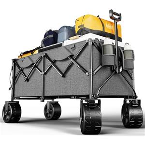 TRIUMPHKEY 332L carrello spiaggia 200kg carrello con ruote portatutto carrello pieghevole per Rimorchio Giardino Campeggio Shopping all'aperto Ogni Tipo di Terreno grigio