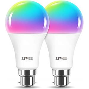LVWIT Lampadina LED Smart Wifi Con Attacco B22, Forama A70, 12W Equivalenti a 100W, 1521Lm, Compatibile con Alexa, Echo and Google Assistant, Intelligente Dimmerabile, Controllo a Distanza da App