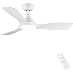 CJOY Ventilatore da Soffitto con Luce e Telecomando, Lampadario Ventilatore da Soffitto Dimmerabile 107 cm Ventilatore da Soffitto Reversibile Bianco DC 6 Velocità del Vento