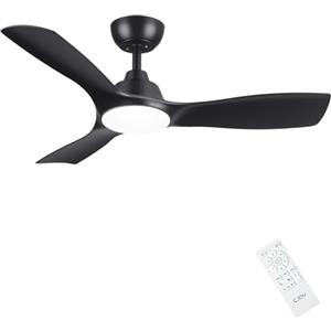 CJOY Ventilatore da Soffitto 6 Velocità, 107cm Ventilatore da Soffitto con Luce e Telecomando, Ventilatore Luce Dimmerabile, DC Ventilatore da Soffitto Reversibile 3 Pale Lampadario Ventilatore, Nero