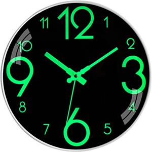 VIVILINEN Orologio da Parete Luminoso 30CM, Orologio da Parete Rotondo Silenzioso Senza Ticchettante Orologio Decorativo Moderno Facile Lettura per Casa, Camera da Letto, Soggiorno, Cucina, Ufficio