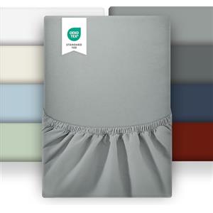 puredown 1PCS Lenzuolo Coprimaterasso in Microfibra Spazzolata, Grigio, 180 * 200 * 30cm, Matrimoniale