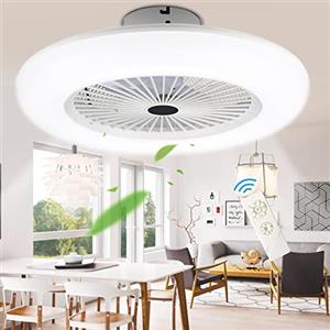 Lospitch Ventilatore da Soffitto con illuminazione 80W, Lampada da Soffitto Silenziosa con Ventilatore, Velocità del Vento Regolabile e Temperatura di Colore, Luce di Ventilazione con Timer