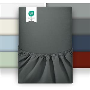 puredown 1PCS Lenzuolo Coprimaterasso in Microfibra Spazzolata, Antracite, 180 * 200 * 30cm, Matrimoniale