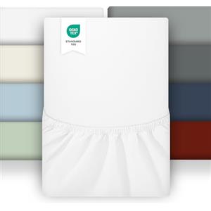 puredown 1PCS Lenzuolo Coprimaterasso in Microfibra Spazzolata, Bianco, 160 * 200 * 30cm, Matrimoniale