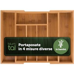 Blumtal portaposate da cassetto di bambù - porta posate cucina cassetto regolabile - porta posate da cassetto 5 a 7 scomparti - organizzatore cassetti cucina - organizer posate da cassetto - medio