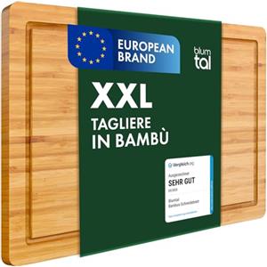 Blumtal Tagliere da Cucina Professionale - Tagliere Legno Grande - Scanalatura Anti-Gocciolamento - Tagliere in Legno Bamboo Antibatterico - 43,5x29,5 cm - Grande
