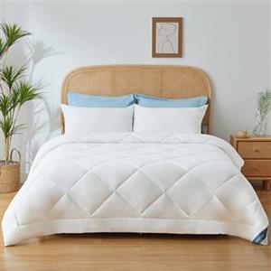CozyLux Piumino Estivo una Piazza e Mezza, Piumone Leggero 200x200 cm, Trapunta Primaverile 200 x 200cm in Microfibra Sintetica 150GSM, Piumino Letto una Piazza e Mezza, Morbida e Traspirante, Bianco