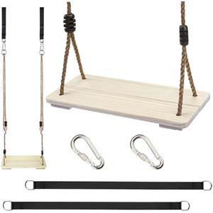 KINSPORY Altalena Legno, Altalena da Giardino per Bambini, Seggiolino Altalena Bambini Legno, Sedili per Altalena per Bambini da Giardino con Corda in Canapa Regolabile
