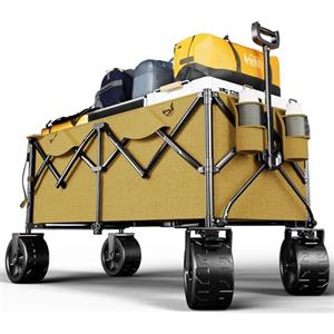 TRIUMPHKEY 332L carrello spiaggia 200kg carrello con ruote portatutto carrello pieghevole per Rimorchio Giardino Campeggio Shopping all'aperto Ogni Tipo di Terreno,giallo
