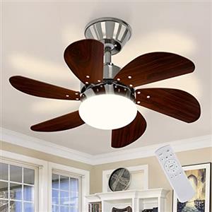 Homefire Ventilatore a soffitto con telecomando Silenzioso - Luce a soffitto 6 pale Ø75cm Luce a soffitto temporizzata Ventilatore a soffitto Estate/Inverno Camera da letto Sala da pranzo/legno
