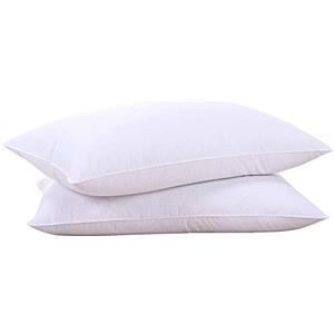 puredown Set di 2 Cuscino Piuma d'oca 50x75cm, Bianco Cuscino Letto Matrimoniale, Lungo Cuscino Morbido per Dormire, Guanciali Letto Coppia Cuscini con Copertina in Cotone 100%, Lavabili in Lavatrice