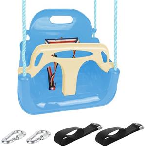 KINSPORY Altalena da Giardino 3 in 1 per Bambini, Altalena per bambini 3 in 1, Seggiolino Altalena Bambini Sedile in Plastica con Schienale e Cintura di Sicurezza per Esterno e Interno (Blu Chiaro)