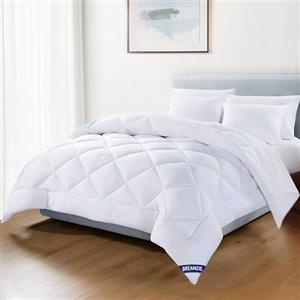 Dreamzie Piumino Letto Piazza e Mezza Quattro 4 Stagioni - Piumone Autunnale Invernale 200 x 220 cm - Coperta Trapunta 220x200 di Microfibra Sintetico, Bianco, Certificato Oeko-Tex