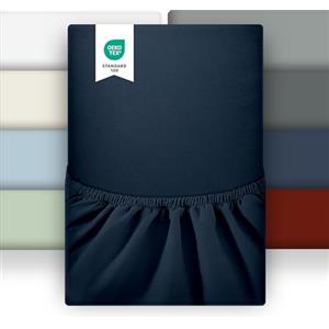 puredown 1PCS Lenzuolo Coprimaterasso in Microfibra Spazzolata, Blu scuro, 180 * 200 * 30cm, Matrimoniale
