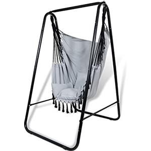 CCLIFE Sedia Amaca con supporto Sedia Sospesa Poltrona Sospesa da Giardino per interno Esterno Giardino Capacità di Carico 100 kg, Color:Grigio