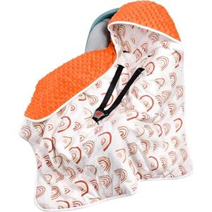 Aolso Baby Sacco Ovetto Coperta in 100% Cotone,85x85cm Bifacciale Multifunzionale Coperta per seggiolino con Cappuccio per Carrozzina Ovetto Passeggino-Arcobaleno