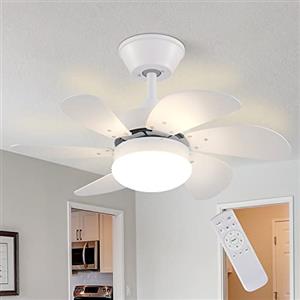 Homefire Ventilatore a soffitto con telecomando Silenzioso Luce a soffitto Luce a soffitto temporizzata Ventilatore a soffitto Estate/Inverno Camera da letto Sala da pranzo/Bianco