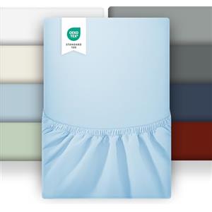 puredown 1PCS Lenzuolo Coprimaterasso in Microfibra Spazzolata, Azzurro celeste, 180 * 200 * 30cm, Matrimoniale