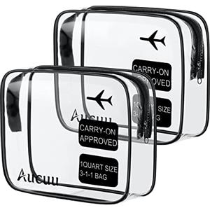 Aucuu Beauty Case Trasparente, 2 Pezzi Borse Da Toilette Trasparente, Borse da Viaggio Impermeabile, Borsa Cosmetici Trasparente, Cosmetico Trasparente, Beauty Case da Viaggio
