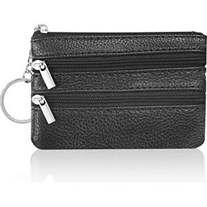 Aucuu Portafoglio in Pelle Donna, Portamonete da Donna, Mini Portamonete in Pelle, Portamonete Mini Portafoglio Donna con portachiavi