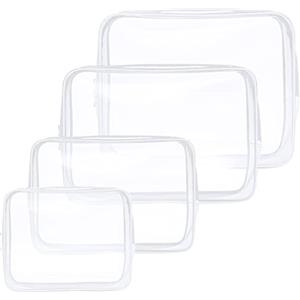 Aucuu Beauty Case Trasparente, 4 Pezzi Borse Da Toilette Trasparente, Borse da Viaggio Impermeabile, Borsa Cosmetici Trasparente, Cosmetico Trasparente, Beauty Case da Viaggio