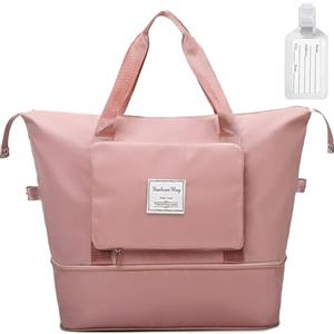 Flintronic Borsa da Viaggio Pieghevole con Etichetta Bagaglio,Impermeabile Grande Capacità Borsa Sportiva da Palestra con Cerniera per Viaggio Gite con Asciutta e Bagnata