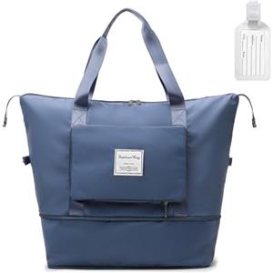 Flintronic Borsa da Viaggio Pieghevole con Etichetta Bagaglio,Impermeabile Grande Capacità Borsa Sportiva da Palestra con Cerniera per Viaggio Gite con Asciutta e Bagnata